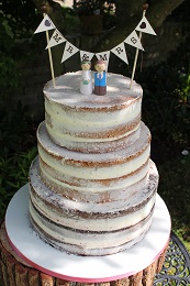 semi naked wedding cake personalised toppers